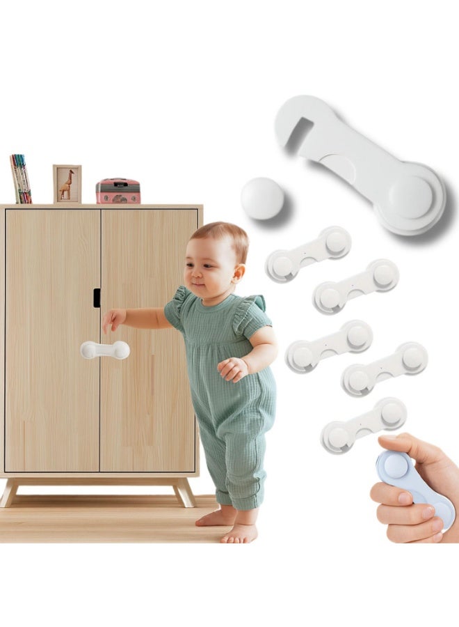 6 قطع من أقفال الأمان المنزلية للأطفال الصغار والرضع - أقفال بلاستيكية مقواة مقاومة للأطفال للخزائن والأدراج والثلاجات وأفران الميكروويف، تحمي الأصابع والأشياء الحادة ومنظفات المنزل - Image 1